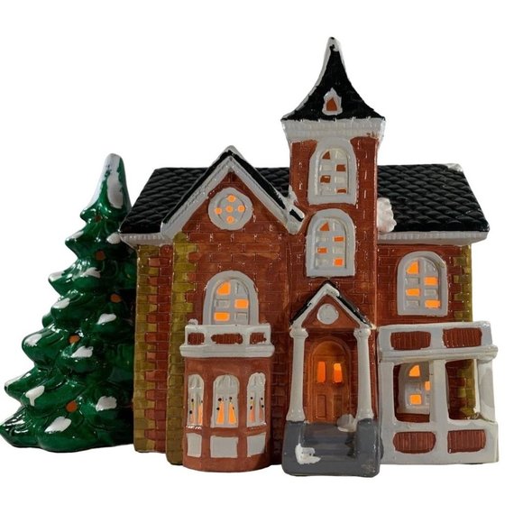 Yuletide Other - Yuletide Norman Villa 1986 Lighted Vintage Snow Hamlet Christmas Village Ceramic